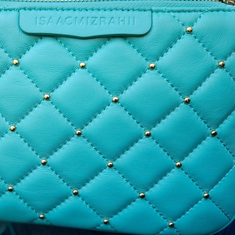 Isaac Mizrahi leather teal crossbody